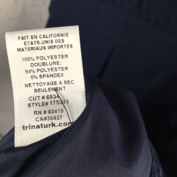 Trina Turk Dress Women 8 Navy Blue Crossover Cape Back V Neck Sassy Fun NEW - Picture 8 of 16